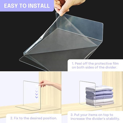 OKPOW Acrylic Shelf Dividers for Closet Organization: 10" Tall X 8.46" Deep - Image 5