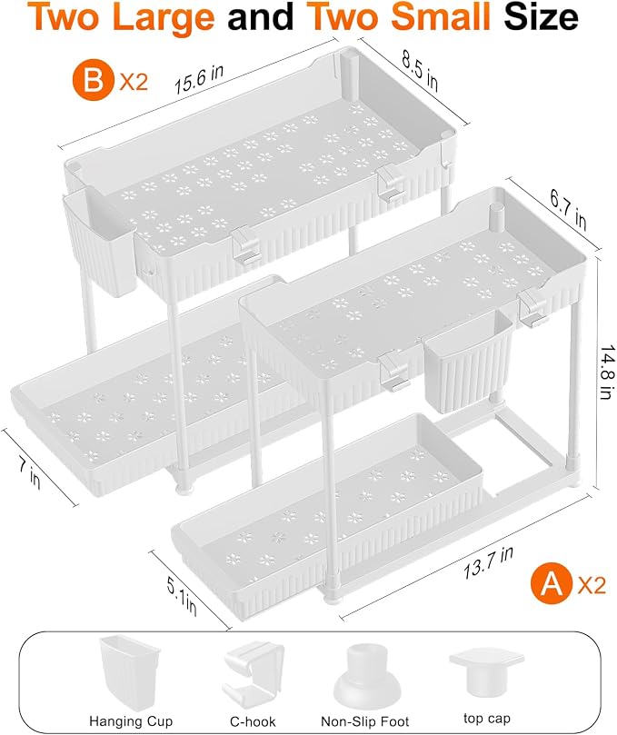 Sevenblue 4-Pack 2-Tier Under Sink Organizer - Image 2