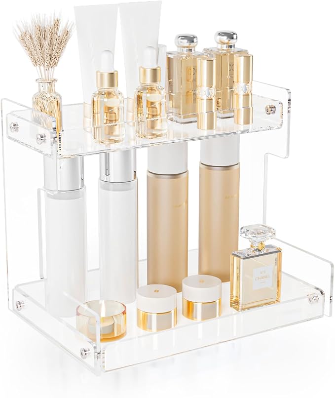 Bathroom Counter Organizer Countertop 2 Tier Storage Acrylic Corner Makeup - Image 7