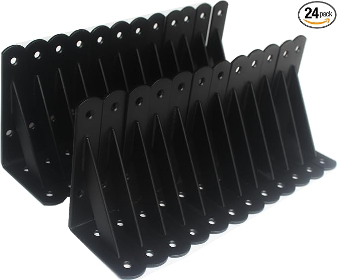24 Pack L5 x H 3" Black Heavy Duty Shelf Brackets by MHMYDZ