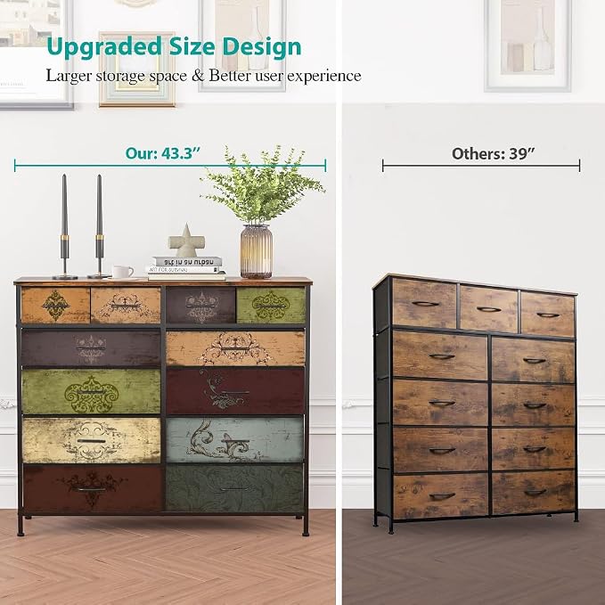 Dresser for Bedroom with 12 Drawers, Tall Fabric Drawer Dresser, Chest of - Image 6