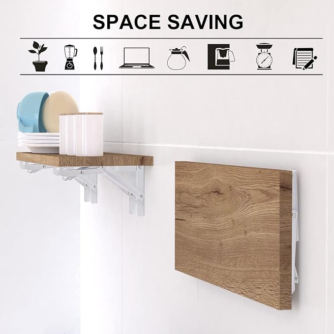 YUMORE Folding Shelf Brackets, 8 Inch Heavy Duty Collapsible Shelf Bracket - Image 6