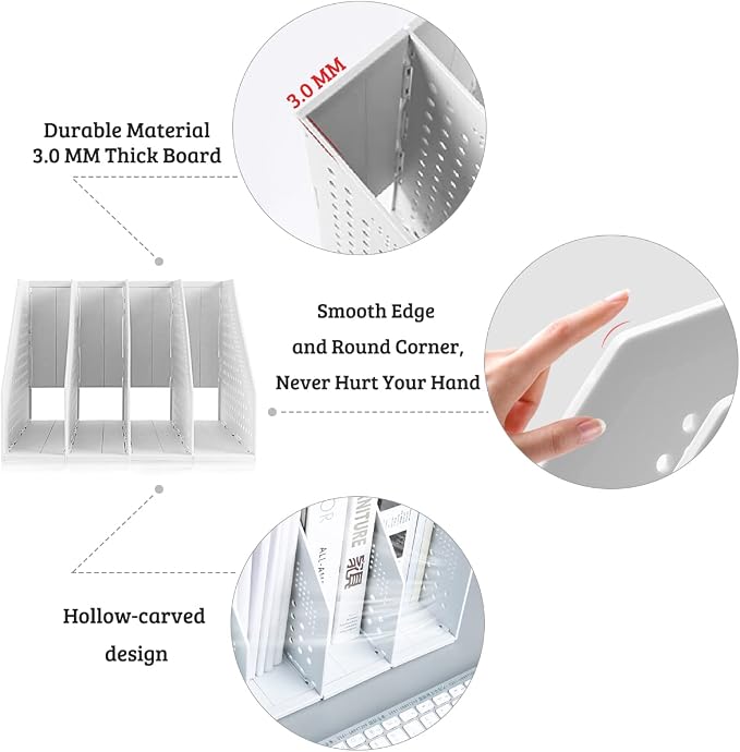 SAYEEC 2Pcs Collapsible Plastic Magazine File Holder Vertical Binder Storage - Image 4