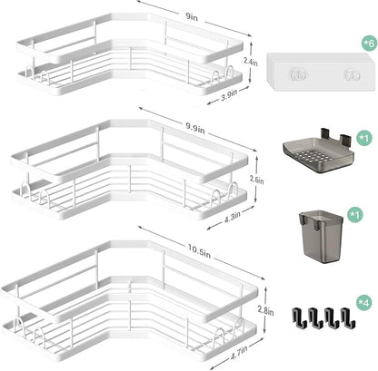 AKTECKE Corner Shower Caddy Bathroom Organizer Adhesive Shower Rack Bathtub - Image 6