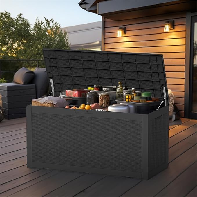 120 Gallon Outdoor Deck Box, Storage Lockable Waterproof Patio Furniture - Image 7