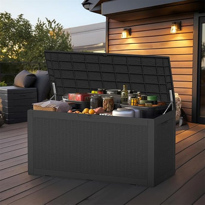 120 Gallon Outdoor Deck Box, Storage Lockable Waterproof Patio Furniture - Image 7