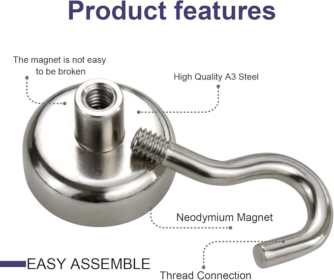 E BAVITE 28 Pack Magnetic Hooks, 30Lbs Magnet Cruise Hook | Neodymium Magnets - Image 6