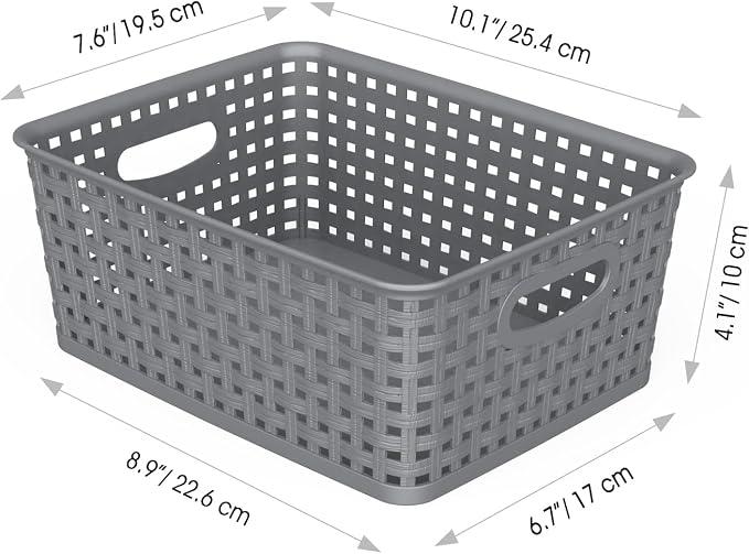 WYT 12-Pack Plastic Small Shelf Storage Weave Baskets - Image 2