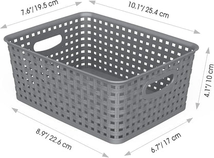 WYT 12-Pack Plastic Small Shelf Storage Weave Baskets - Image 2