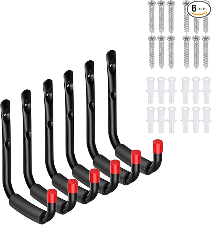 6 Pack Garage Hooks Heavy Duty, Utility Steel Hooks by CRXCRC