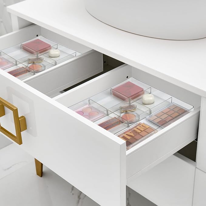 ZEXALOR Adjustable Clear Drawer Organizer, Plastic Drawer Divider Tray - Image 9