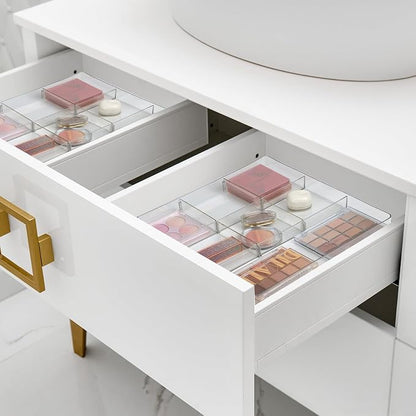 ZEXALOR Adjustable Clear Drawer Organizer, Plastic Drawer Divider Tray - Image 9