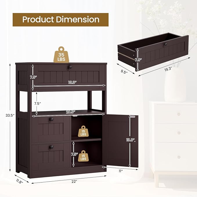 GRUSIGN Bathroom Cabinet, Modern Bathroom Floor Storage Cabinet Organizer - Image 2