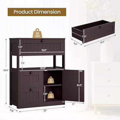 GRUSIGN Bathroom Cabinet, Modern Bathroom Floor Storage Cabinet Organizer - Image 2