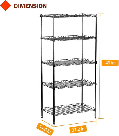 5 Tier Standing Metal Wire Shelving Unit, Adjustable Height, Storage Shelf Units - Image 3