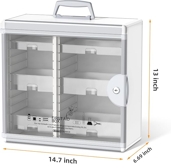 Lockable Medicine Cabinet with 6 Removable Trays, Wall Mounted & Portable - Image 2