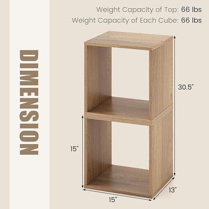 2 Stackable Cubes Bookcase, Wooden Cubby Storage Organizer - Image 3