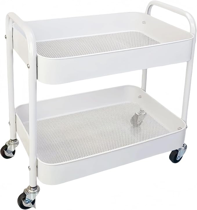 2 Tier Short Rolling Cart with Wheels by LIWNYRK