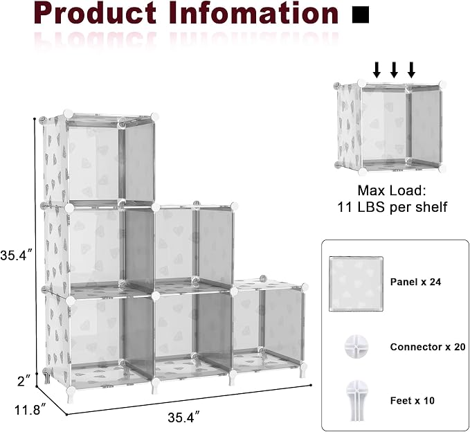 UNKU Cube Storage Organizer, 6 Cube Closet Organizer Storage Shelves, DIY - Image 3