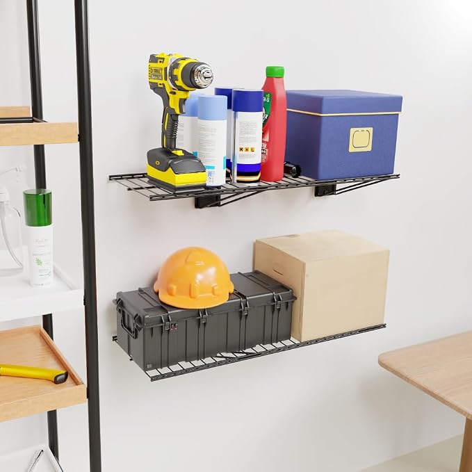 Wall Shelf 24'' x 11'' Garage Wall Mounted Storage Shelves, Heavy Duty Metal - Image 2
