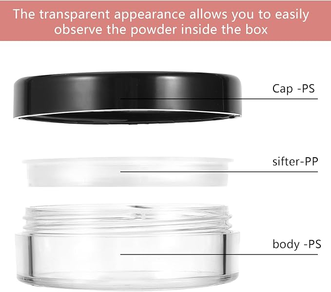 2pcs 10ml/0.34oz Plastic Empty Travel Small Loose Powder Compact Refillable - Image 3