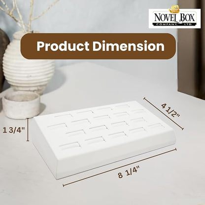 Novel Box 18-Slot White Leatherette Rings/Earrings/Cufflinks Holder Tray - Image 2