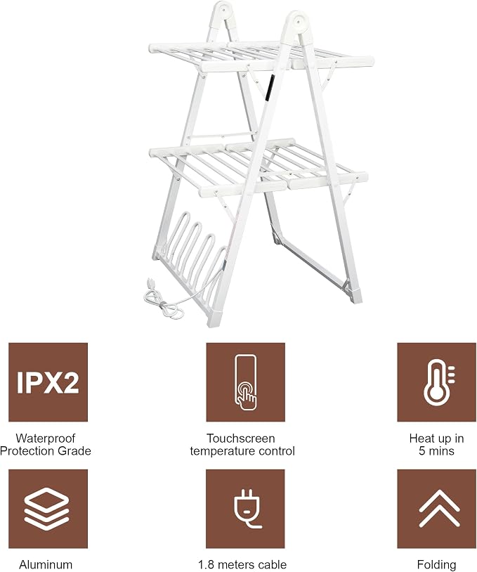 Electric Heated Clothes Drying Rack, Foldable Heated Garment Dryer - Image 5
