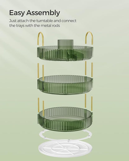 SONGMICS Makeup Organizer, 3-Tier Round Rotating Skincare Organizer Countertop - Image 6