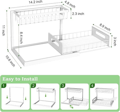 REALINN Under Sink Organizer, Pull Out Cabinet Organizer 2 Tier Slide Out Sink - Image 2
