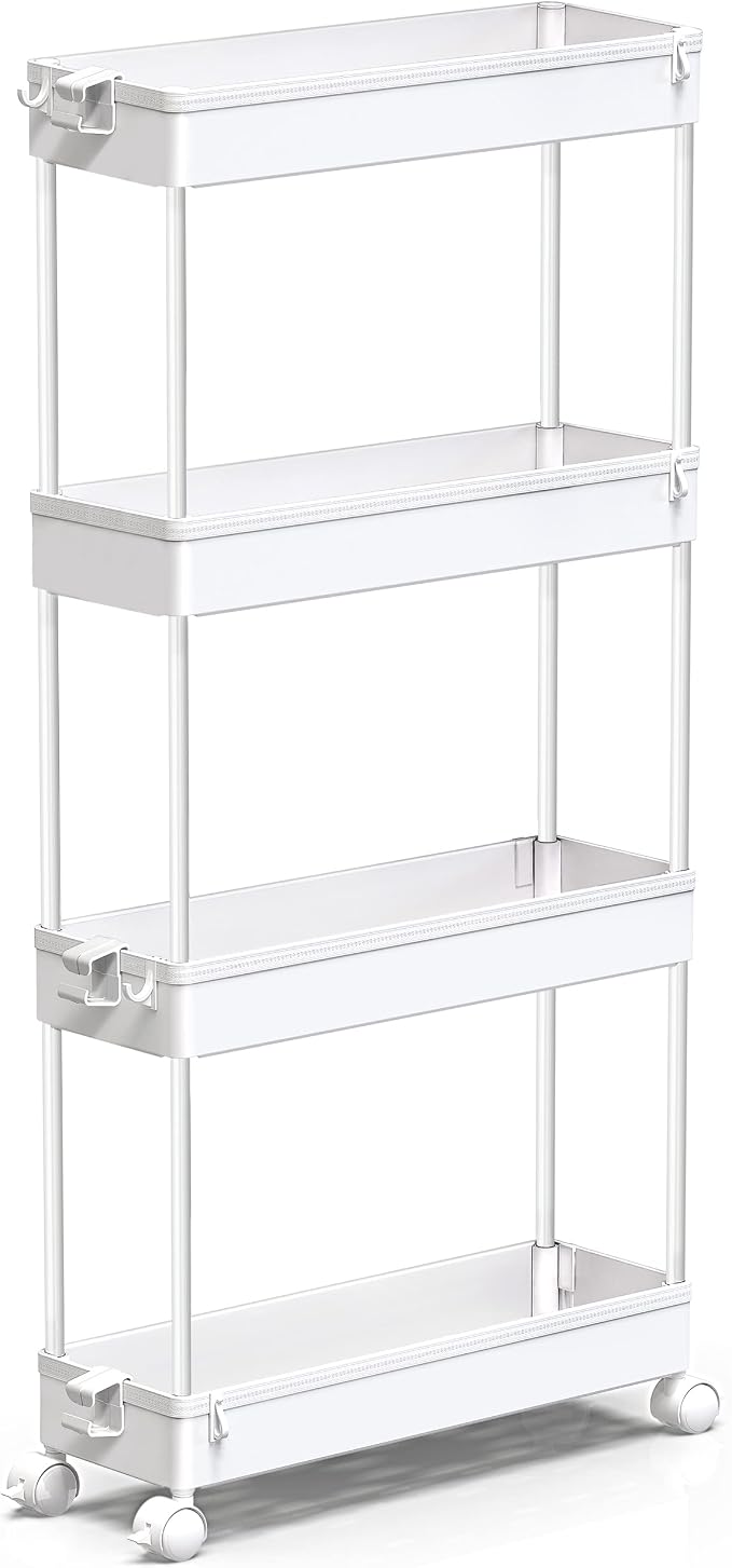 SPACEKEEPER Slim Rolling Storage Cart, 4 Tier Bathroom Cart Organizer, Mobile by SPACEKEEPER