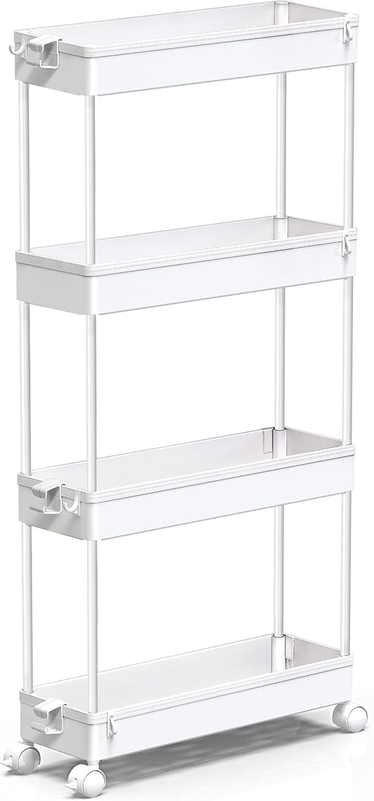 SPACEKEEPER Slim Rolling Storage Cart, 4 Tier Bathroom Cart Organizer, Mobile by SPACEKEEPER