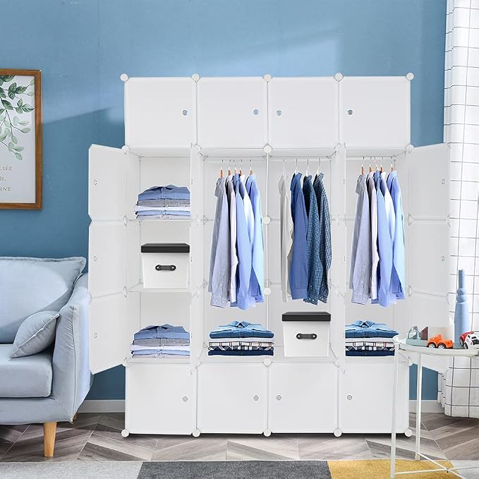 Cube Storage Organizer, 20-Cube Plastic Closet Cabinet, DIY Plastic Modular - Image 7