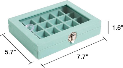 Frebeauty 24 Grid Earring Organizer, Small Velvet Jewelry Tray - Image 3