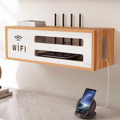 Wall Mount WiFi Router Box, WiFi Router Storage Cabinet, Power Strip and Cable by Unknown