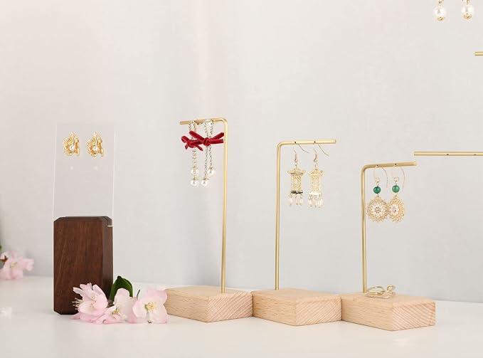 GemeShou 3pcs Beech wooden dangle earring stand holder, hoop earring displays - Image 9