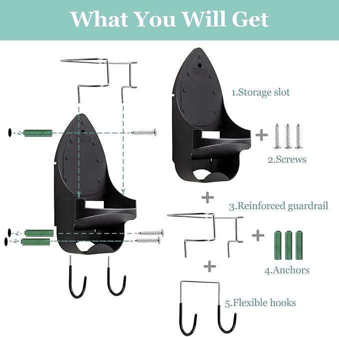 Ironing Board Hanger Wall Mount Electric Iron Holder Iron and Ironing Board - Image 3