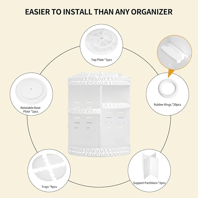 360 Rotating Makeup Organizer, DIY Adjustable Cosmetics Organizer, Professional - Image 7