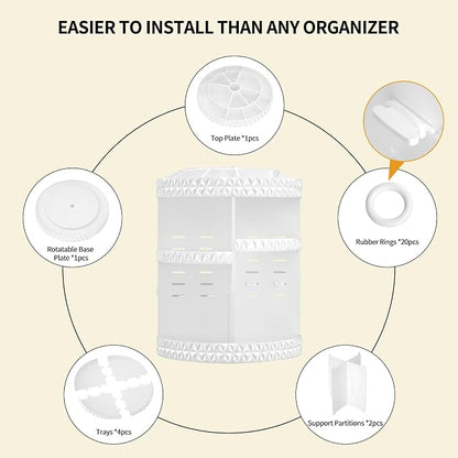 360 Rotating Makeup Organizer, DIY Adjustable Cosmetics Organizer, Professional - Image 7