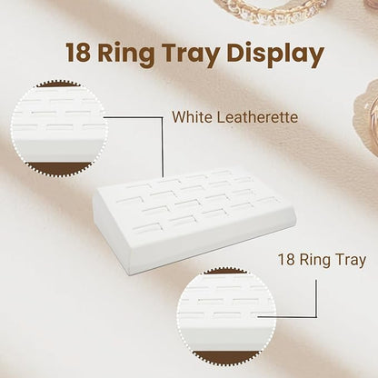 Novel Box 18-Slot White Leatherette Rings/Earrings/Cufflinks Holder Tray - Image 3