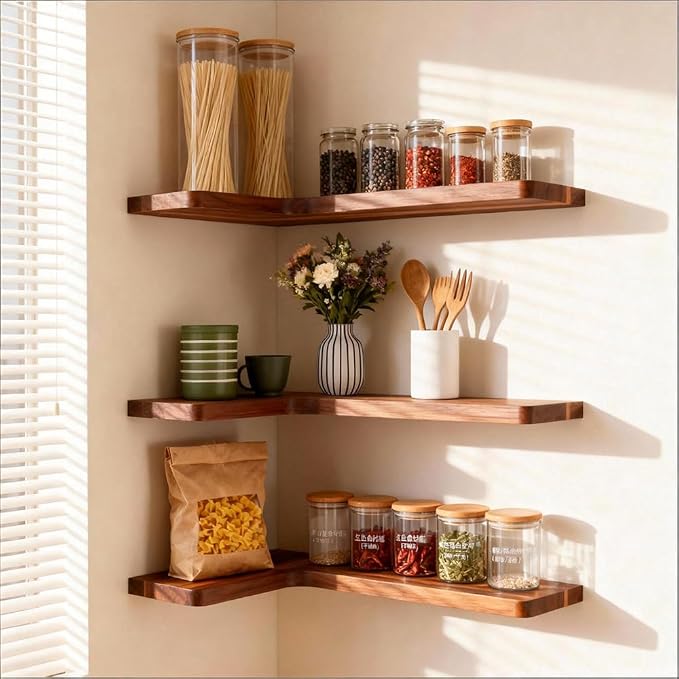 Floating Corner Shelves, Wall Shelf Set of 3, Shelves - Image 8