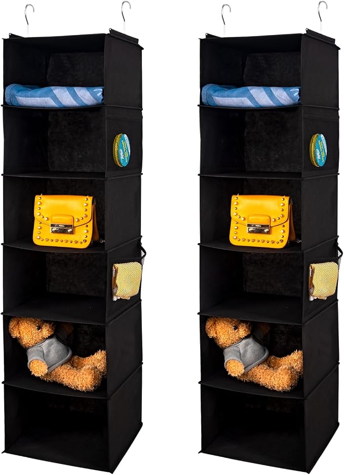 BrilliantJo 6 Shelves Hanging Closet Organizer, 2 Pack Hanging Storage by BrilliantJo