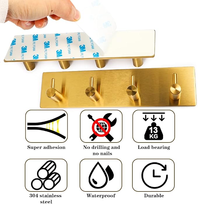 Picowe Key Holder for Christmas Wall Decorative, Adhesive Stainless Steel Key - Image 7