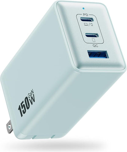 150W USB C Charger Block, GaN III Compact Foldable Wall Charger 3 Port Fast by Pxwaxpy