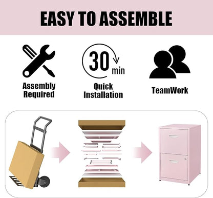 2 Drawer File Cabinet with Lock, Metal Vertical File Cabinets, Steel Light Duty - Image 5