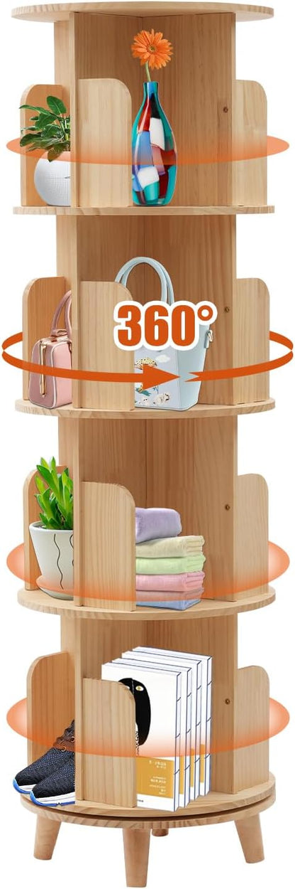 4 Tiers Rotating Bookshelf 360 Display Floor Standing Storage Rack by LOYALHEARTD