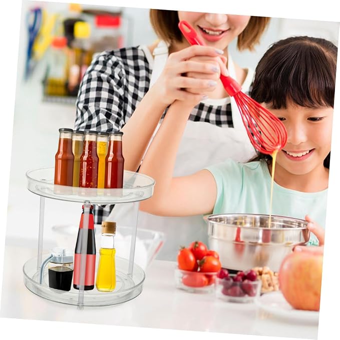 2pcs Rotating Makeup Organizer Multifunctional Round Storage Rack - Image 6