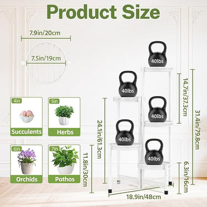 iDavosic.ly Plant Stand Indoor Outdoor, 5 Tier Corner Metal Flower Display - Image 3