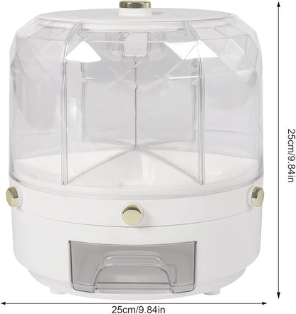 Cereal Dispenser Countertop 360° Rotating Grain Storage Container 13.2 Lbs Rice - Image 5