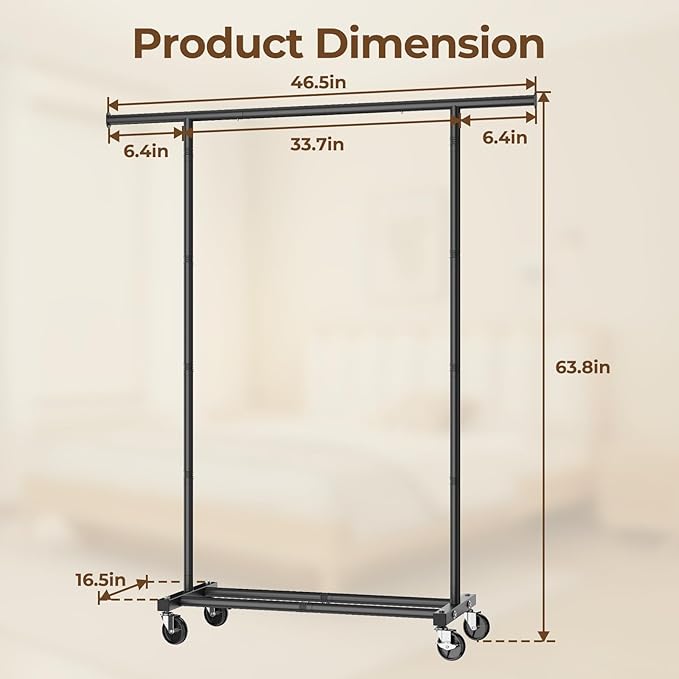Clothes Rack for Hanging Clothes: Clothing Coat Garment Rolling Racks - Image 8