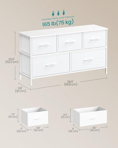 SONGMICS Dresser for Bedroom, Chest of Drawers, TV Stand, 5 Non-Woven Fabric - Image 2
